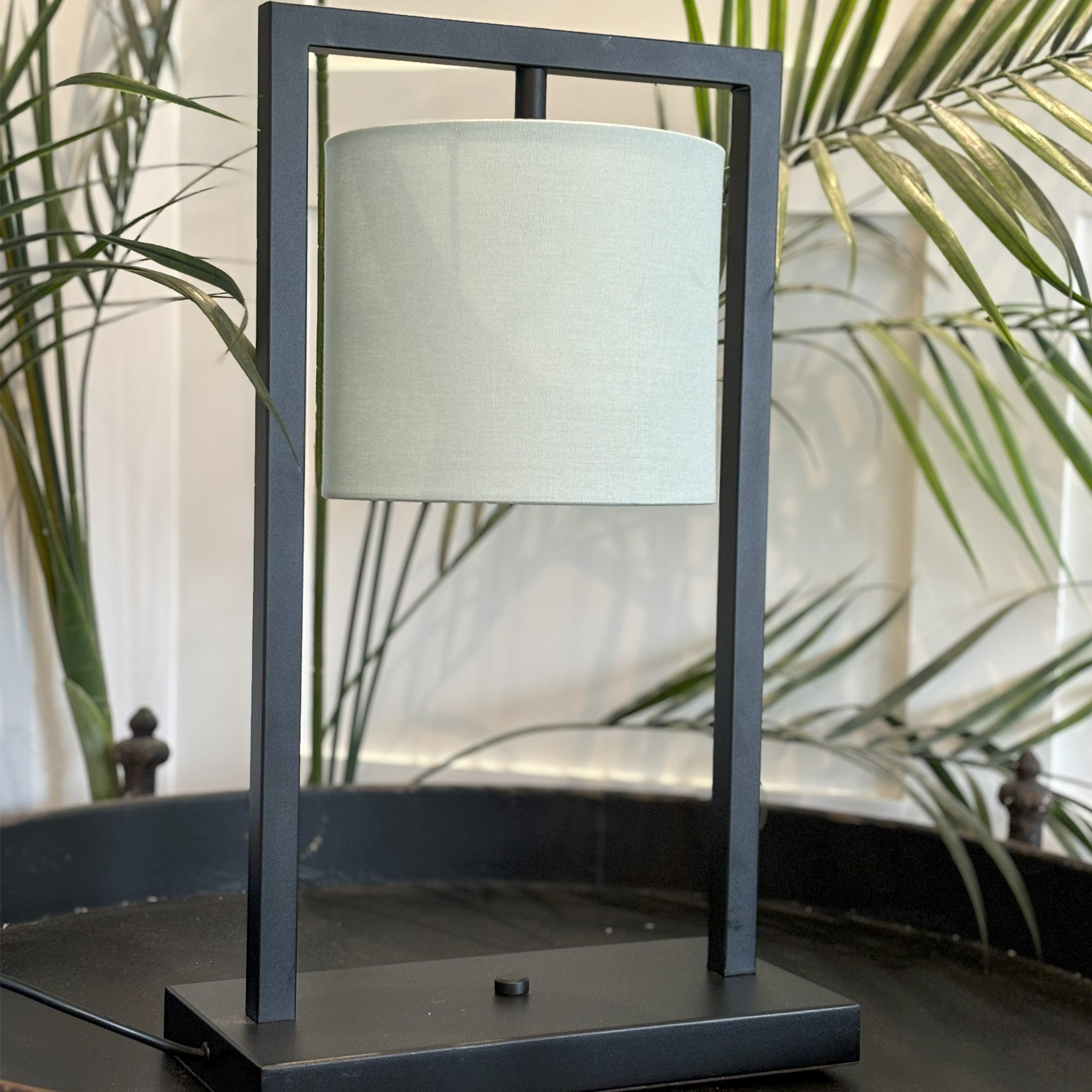 Square Frame Table Lamp in Satin Black